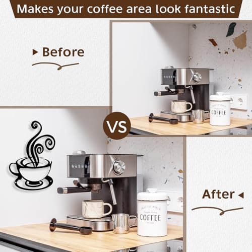 Oubasa Metal Coffee Cup Wall Decor - Minimalist Black Art for Home & Cafe