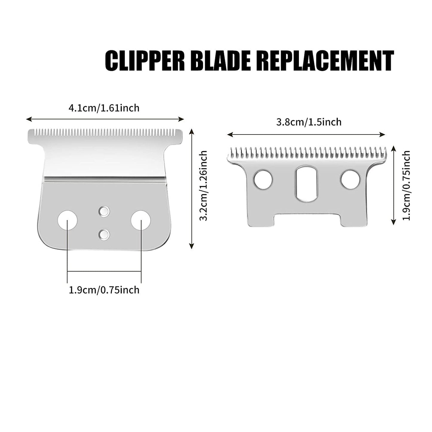 1 Pcs Replacement Blades Compatible with Andis #04710 and Andis #04521 hair Trimmer Compatible with Andis T Outliner & GTX Trimmer(sliver steel T blade + sliver steel blade)