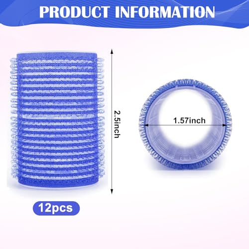 Large 12 Pack Self Grip Hair Rollers - Random Color for DIY Curls