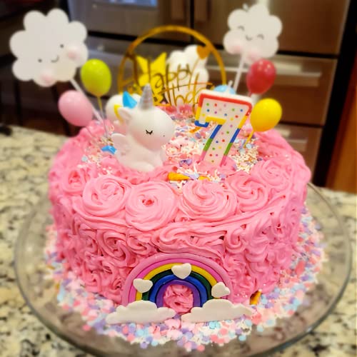 Unicorn Cake Topper Set - 15pcs Rainbow Birthday Decorations
