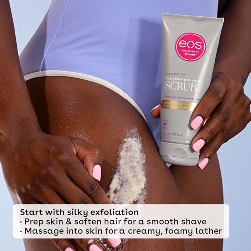 eos Cashmere Skin Collection Pre-Shave Scrub - Vanilla Cashmere, Exfoliating Body Scrub, Hydrating, Shea Sugar, 7 fl oz