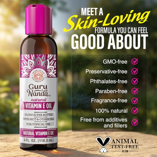 GuruNanda Vitamin E Oil 4 fl oz – Pure & Natural Skin, Hair & Nail Oil (Pack of 1)