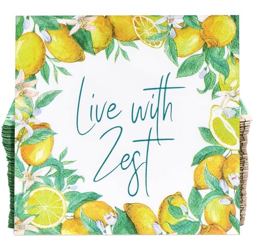Floral Cocktail Napkins - Live with Zest, 100 Pcs Disposable, 10" x 10"