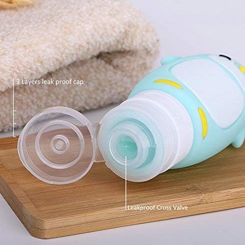 Leakproof Silicone Travel Bottles Set | 3oz Refillable Penguin Containers - TSA Approved, BPA Free