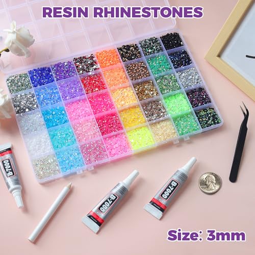 40 Colors Jelly Resin Rhinestones Bedazzling Kit with B7000 Glue