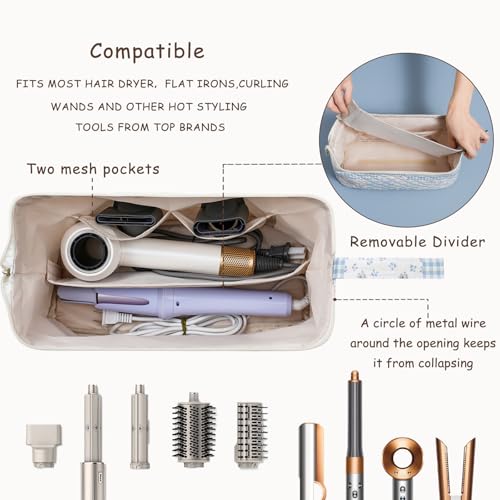 RSRSLEII Leopard Large Quilted Travel Hair Tools Bag with Removable Divider – Fits Hair Dryer & Styling Tools