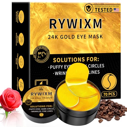 24K Gold Eye Masks for Dark Circles & Puffiness - 70PCS