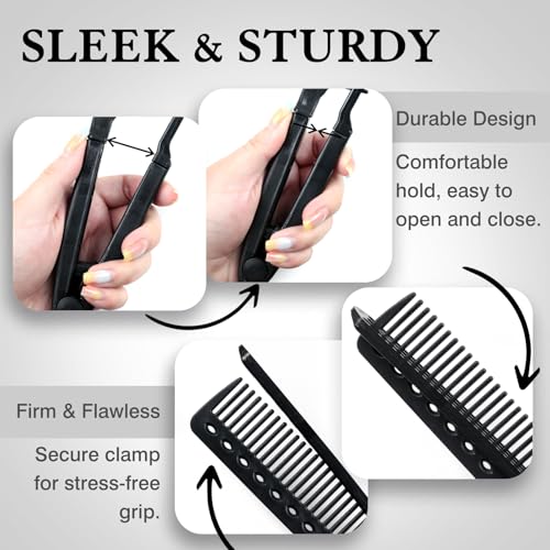 Ceemiaa Hair Straightening Comb 2-Pack — Heat-Safe, Tangle-Free V-Style Tool for Flat Irons & Wands