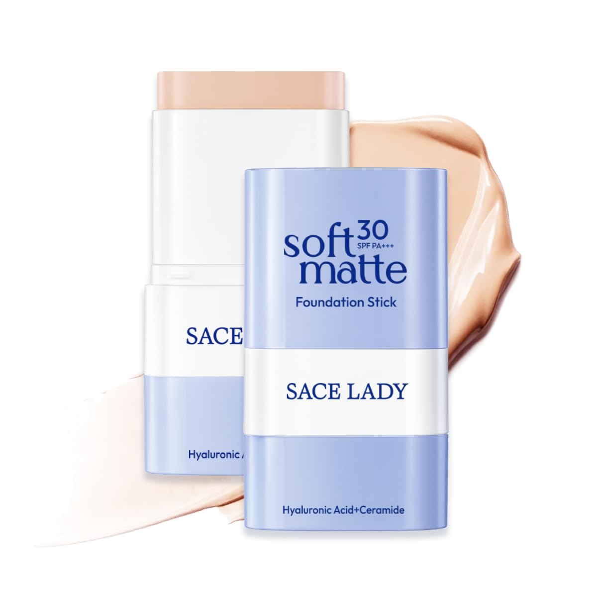 SACE LADY Foundation Stick - Medium to Full Coverage Makeup with Built-in Brush | Soft Matte Finish, SPF 30, 0.4 Oz