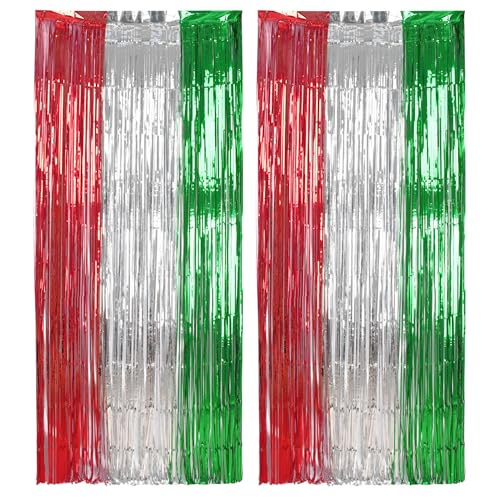 BRAVESHINE 2 Pack Foil Fringe Curtains 3.2x6.6 ft for Parties
