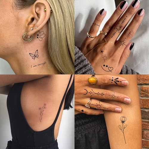 Epuxiael Wild Flower Semi Permanent Tattoos - 2 Week Long Lasting Body Art for Adults