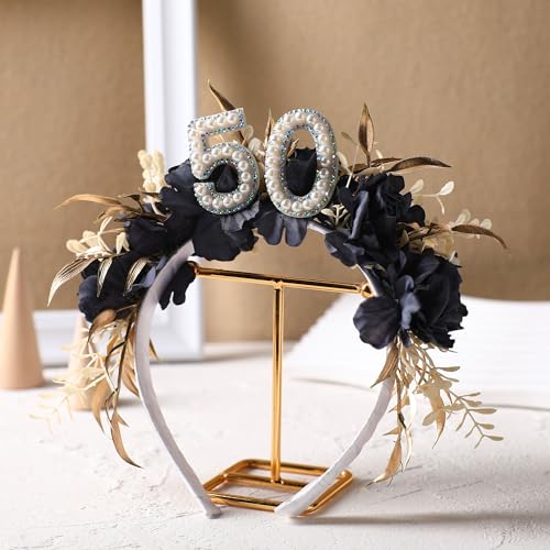 Black Flower Headband - Handmade Birthday Crown for Parties