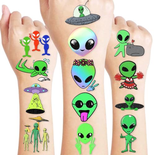 60 Alien Temporary Tattoos for Kids - Outer Space Party Favors
