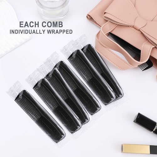 100 Pack Black Combs - Individually Wrapped, Dual-End Design