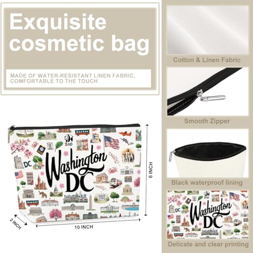 Washington DC Travel Makeup Bag - Waterproof Cosmetic Organizer for Women
