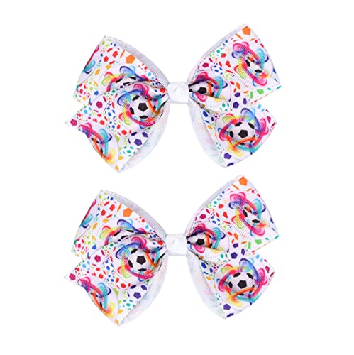 LDDCX Soccer Ribbon Bow Hair Clips for Girls - Design & Color Variations, 2 Pack