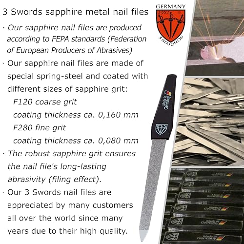 3 Swords Germany Sapphire Nail File Set – 3 Pieces with Buffer