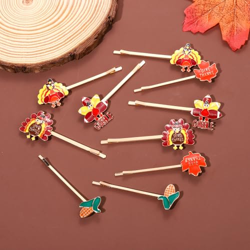 12PCS Thanksgiving Fall Hair Clips - Autumn Pumpkin & Maple Leaf Hairpins
