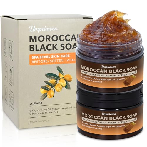 Unrefined Moroccan Black Soap with Argan Oil | No Fragrance, 2 PCS