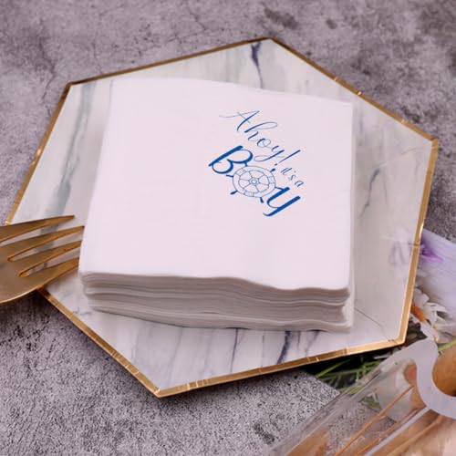 Ahoy It's A Boy Nautical Baby Shower Cocktail Napkins - 50 Pack