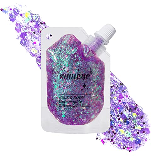 Illusion Purple Holographic Body Glitter Gel - 1.35oz for Festivals