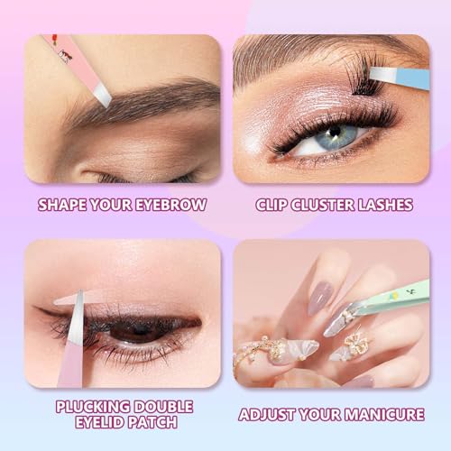 FADLASH Stainless Steel Eyebrow Tweezers Set - 4pcs Precision Grooming Tools