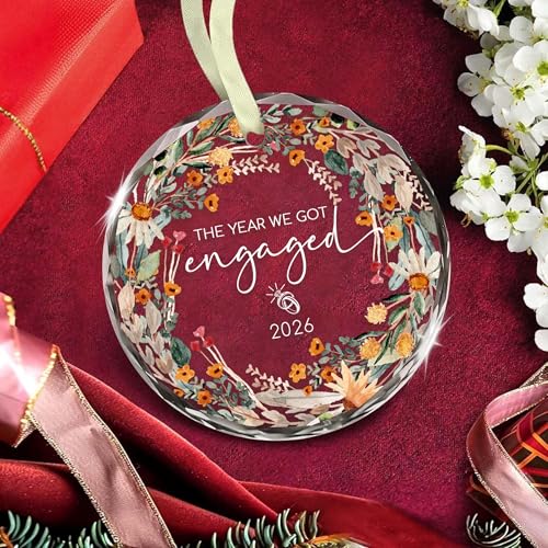 Personalized Glass Engagement Ornament 2026 - Heart Keepsake Gift