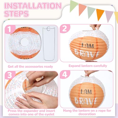 6-Pack 8-Inch Pastel Hanging Paper Lanterns for Celebrations