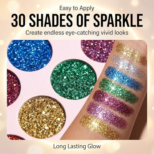 ABELYN Glitter Eyeshadow Palette - 30 Sparkly Colors for Parties
