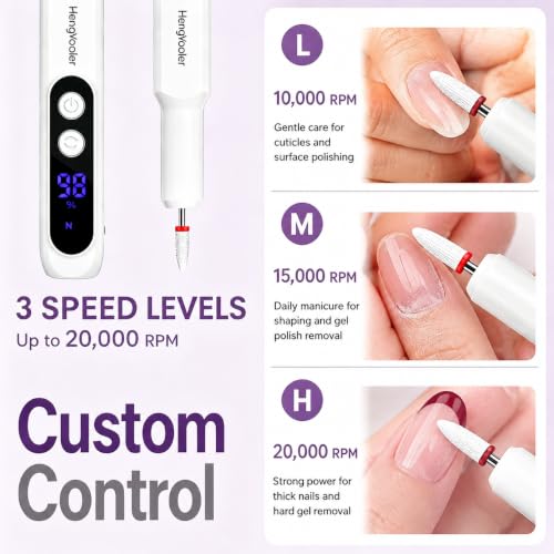 Cordless Electric Nail Drill - Professional Manicure & Pedicure Kit in White