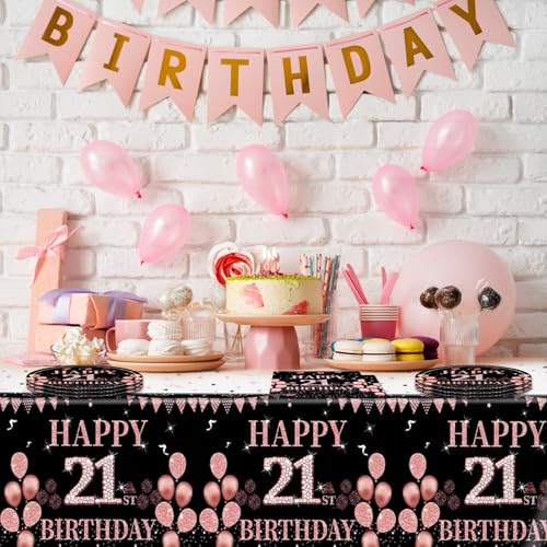 Rose Gold 21st Birthday Party Supplies Set for 20 Guests