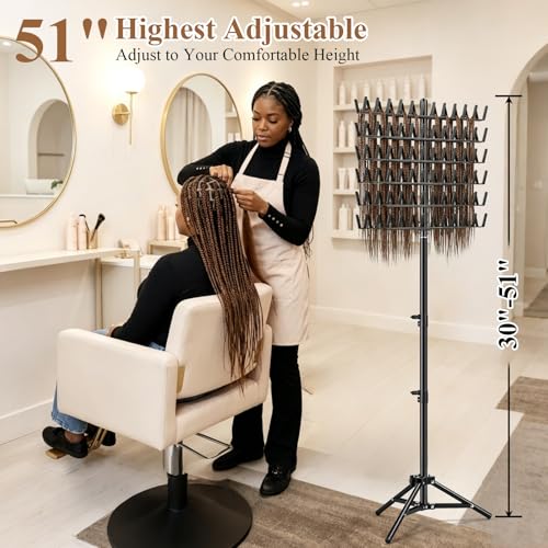 Braiding Hair Rack Standing Extension Holder Hanger, 144 Pegs Divider for Separator Stand Display (Black)