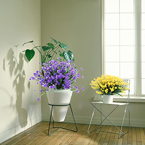 Artificial Lavender Flowers - UV Resistant Faux Plastic Shrubs, 6PCS