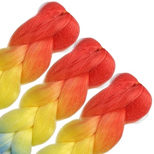 HAIRCUBE 24 Inch Ombre Rainbow Braiding Hair Extensions - 3 Packs