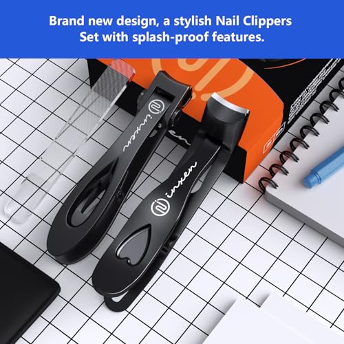 INXEN Black 3-Pack Heavy Duty Toenail Clippers for Thick Nails, Ergonomic & Wide Opening