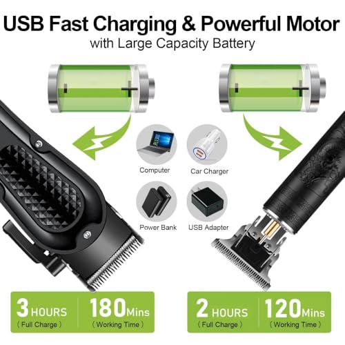 Cordless Hair Clippers for Men - Complete Grooming Kit with LCD Display