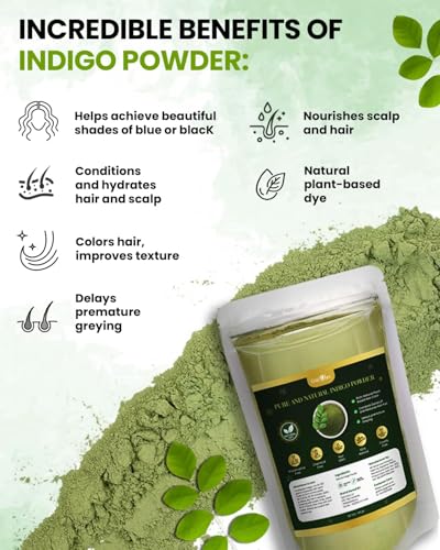 Organic Indigo Powder for Hair Black - Natural Hair Color & Nourishment - 200g