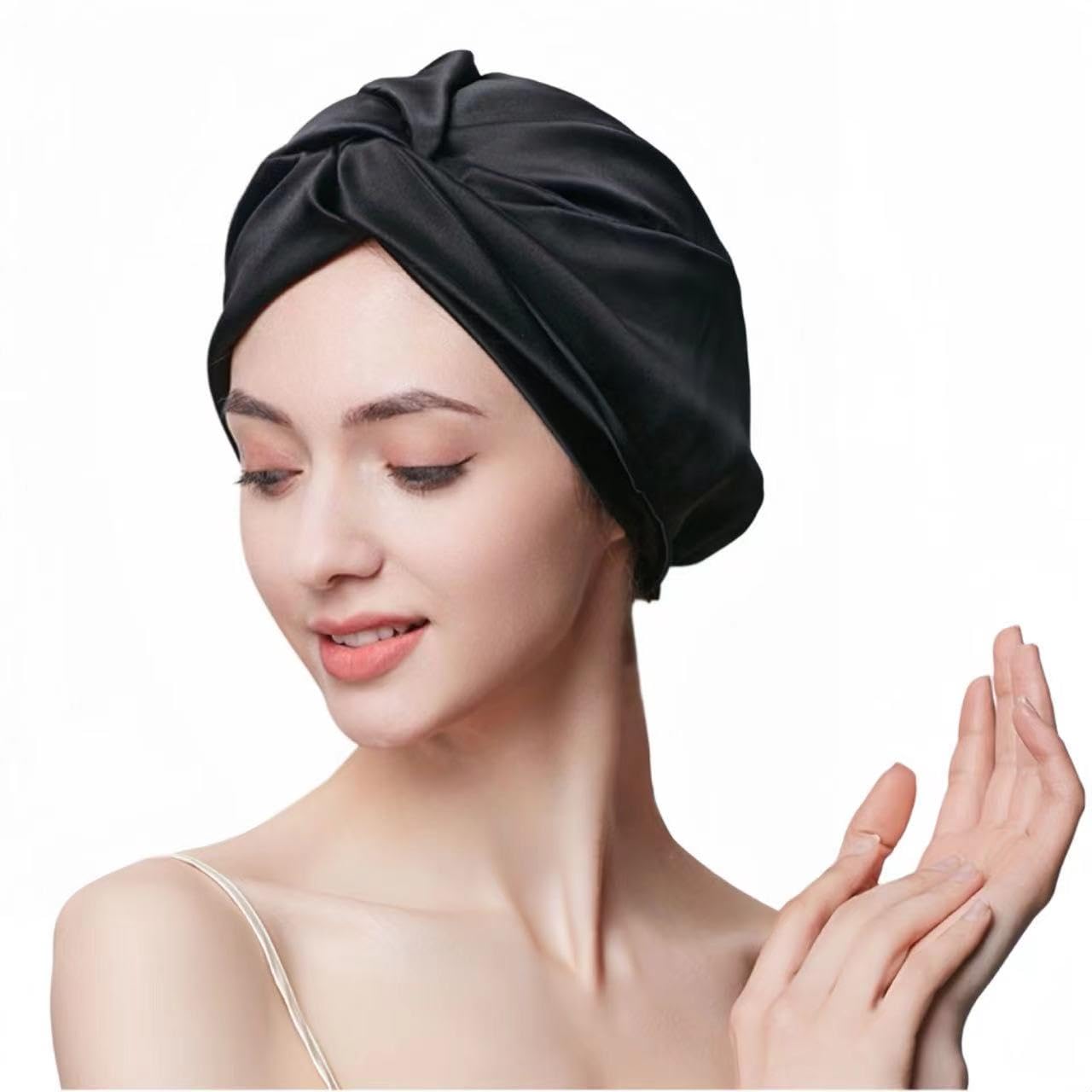 Mulberry Silk Bonnet Sleep Cap - Double Layer Turban for Night Hair Care | Adjustable Band, 9 Colors Available
