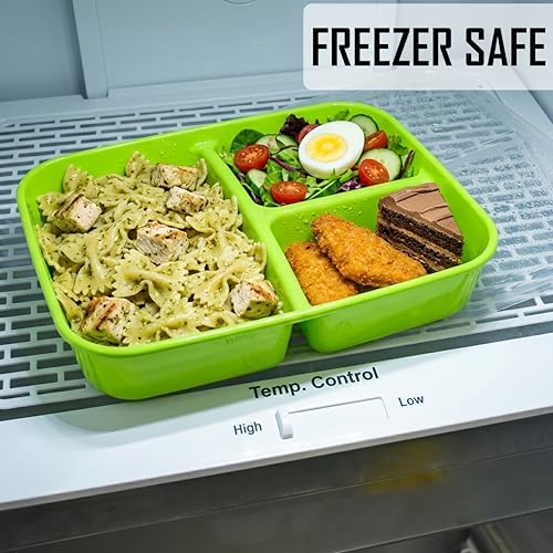 Neez 3-Compartment Lunch Containers - 48oz Bento Box Set for Adults