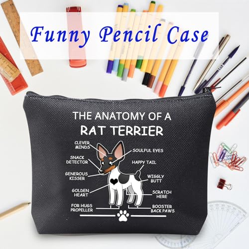 Rat Terrier Anatomy Cosmetic Bag - Funny Dog Lover Travel Toiletry Pouch