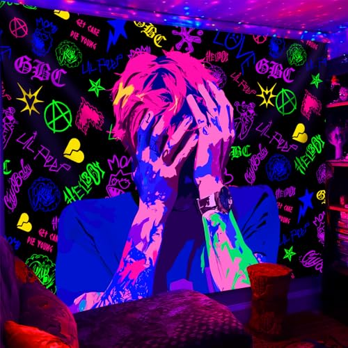 Lil Peep Tapestry Blacklight Poster - 40x30 Inch Hip Hop Decor