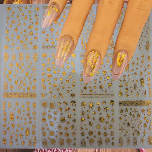 Christmas Snowflake Nail Stickers - 36 Sheets 3D Silver Gold Winter Decor