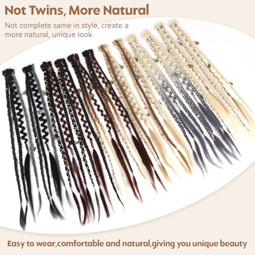 16-Inch Dark Chocolate Brown & Copper Clip-In Dreadlocks Extensions