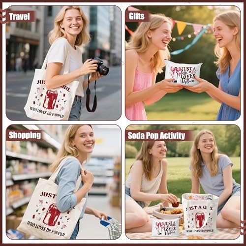 Soda Drinks Lover Canvas Tote Bag and Makeup Pouch Set - 2 Piece Gift