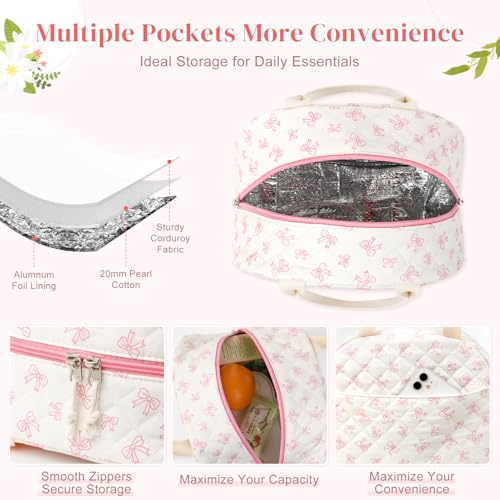 Aileam Quilted Floral Insulated Lunch Bag - Large Capacity Tote