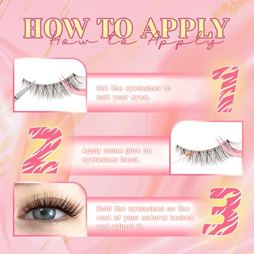 Ahrikiss Ethereal Brown Cat Eye Lashes Kit - Natural Look, 8 Pairs with Glue & Tweezers