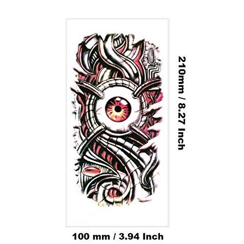 Ooopsiun Waterproof Temporary Tattoos for Men - 10 Sheets Punk Mechanical Arm Designs