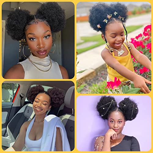 FEIPRO 6 Inch Afro Puff Drawstring Ponytail Human Hair Black #1B - Pack of 1