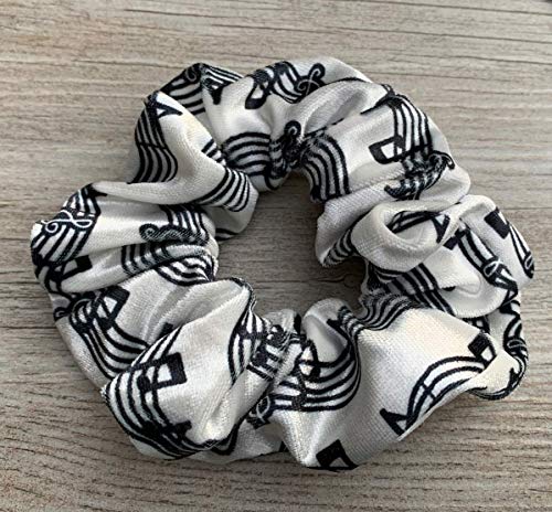 Sportybella Music Note Velvet Scrunchie - Gift for Music Lovers, Treble Clef Hair Tie