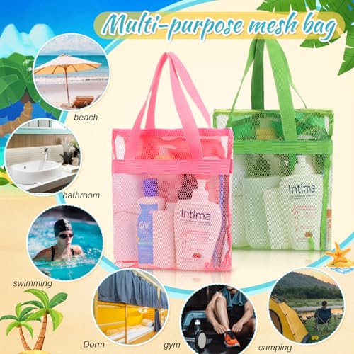 Fluorescent 6-Pack Mesh Beach & Shower Bags Portable Tote with Handles